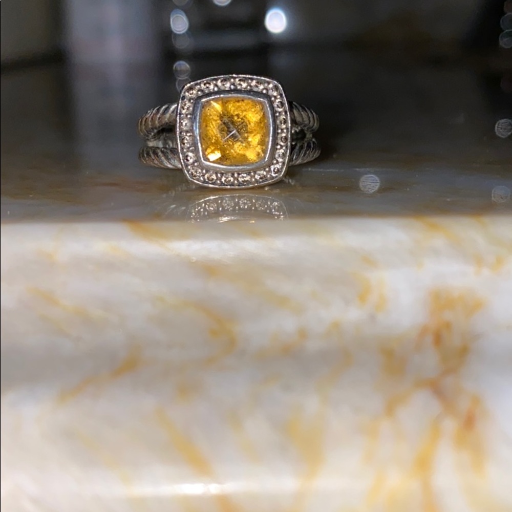 Petite Albion Ring with Citrine and Diamonds